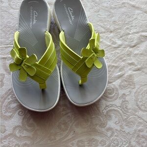 Clarks Neon Green Floral Sandals